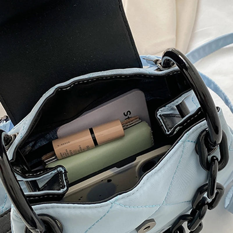 Oxford Bucket Bag Women Chains Crossbody Bag Shoulder Handbag Purse