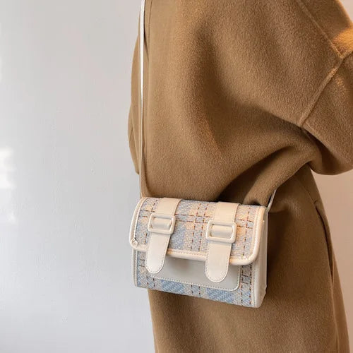 Plaid Women Small Square Shoulder Bag Crossbody Messenger Handbag