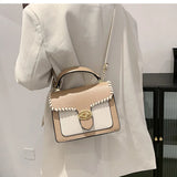 Contrast Square Tote Bag PU Leather Women's Shoulder Messenger Bag
