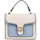 Contrast Square Tote Bag PU Leather Women's Shoulder Messenger Bag