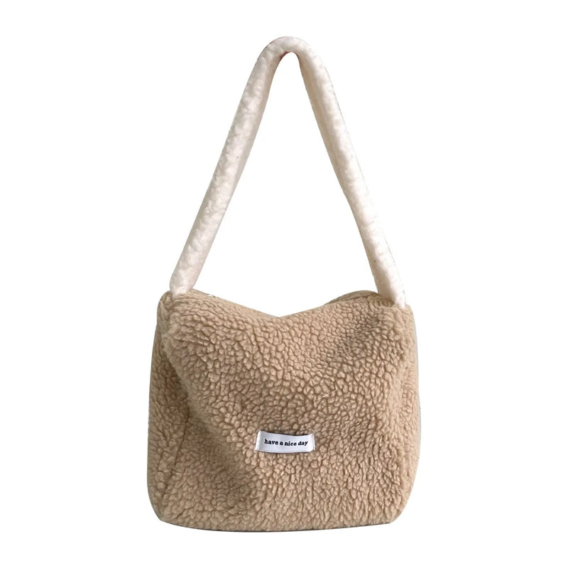Soft Plush Handbag Faux Lamb Wool Shoulder Bag Girls Small Purse