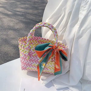 Women Woven Basket Handbag Summer Beach Shoulder Bag