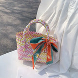 Women Woven Basket Handbag Summer Beach Shoulder Bag
