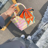 Women Woven Basket Handbag Summer Beach Shoulder Bag