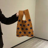 Women's Knitting Shoulder Bag Stripe Handbag Vintage Clutch Tote