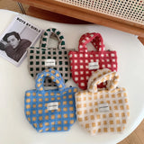 Women's Plaid Purse Handbags Retro Small Tote Shopper Bag