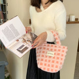 Women's Plaid Purse Handbags Retro Small Tote Shopper Bag