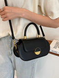 Contrast Flap Women's Bag Top Handle Crossbody Pu Leather Handbag