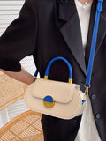 Contrast Flap Women's Bag Top Handle Crossbody Pu Leather Handbag