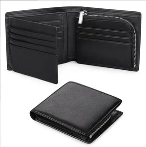 Men's Leather Purse Cowhide Change Clip High-Capacity