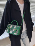 Plaid Flap Shoulder Crossbody Bag for Women Pu Leather Handbag