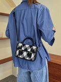 Plaid Flap Shoulder Crossbody Bag for Women Pu Leather Handbag