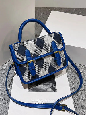 Plaid Flap Shoulder Crossbody Bag for Women Pu Leather Handbag