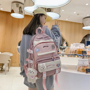 Contrast School Bag For Girls Mori Department Joker Backpack