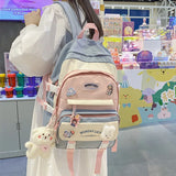 Contrast School Bag For Girls Mori Department Joker Backpack