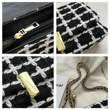 Women's Woolen Knitted Handbag Tweed Chain Shoulder Bag