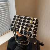 Women's Woolen Knitted Handbag Tweed Chain Shoulder Bag