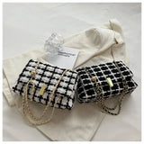 Women's Woolen Knitted Handbag Tweed Chain Shoulder Bag