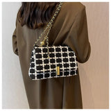 Women's Woolen Knitted Handbag Tweed Chain Shoulder Bag