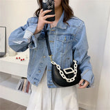 Contrast Chain Women's Handbag Shoulder Bag PU Leather Crossbody Messenger Bag