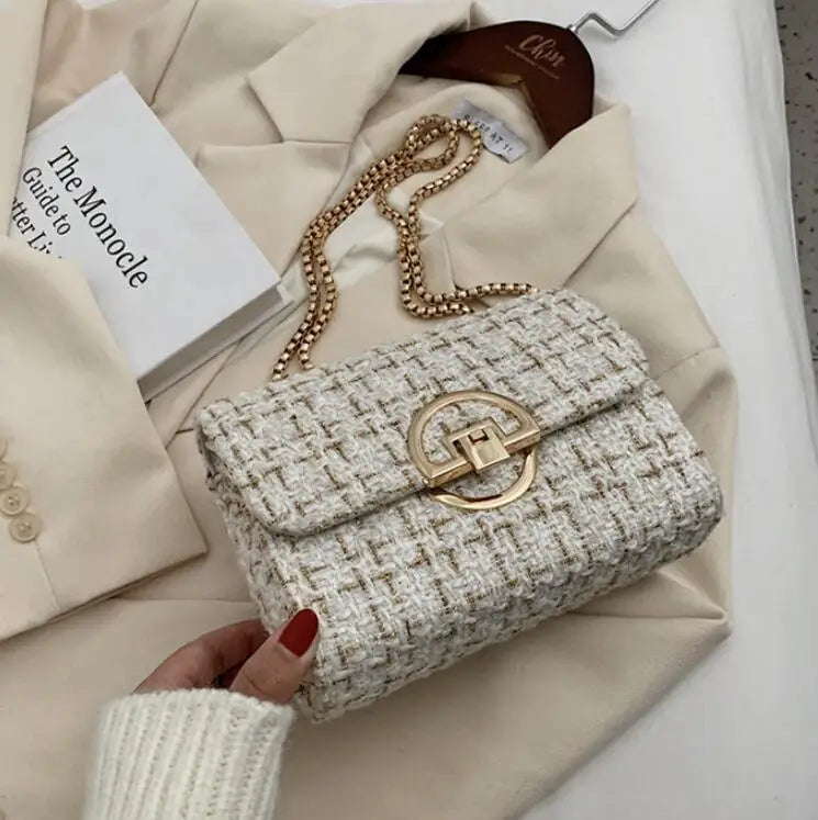 Winter Woolen Women's Chain Shoulder Bag