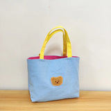 Contrasting Colors Women Canvas Shoulder Bag Bear Small Tote Handbags