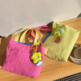 Contrasting Colors Women Canvas Shoulder Bag Bear Small Tote Handbags