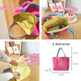 Contrasting Colors Women Canvas Shoulder Bag Bear Small Tote Handbags