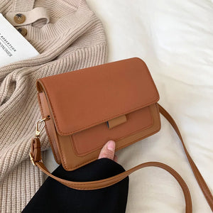 Contrasting Colors Vintage Handbags PU Leather Square Shoulder Bags