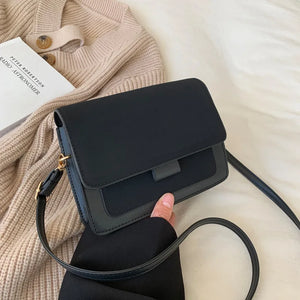 Contrasting Colors Vintage Handbags PU Leather Square Shoulder Bags