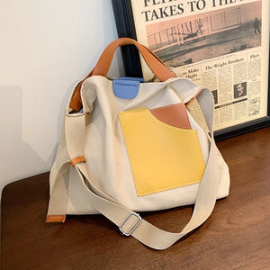 Canvas Bucket Bag One-Shoulder Messenger Bag Women's Large Capacity Tote