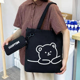 Kids Bear Pattern Crossbody Bag Canvas Tote Bag