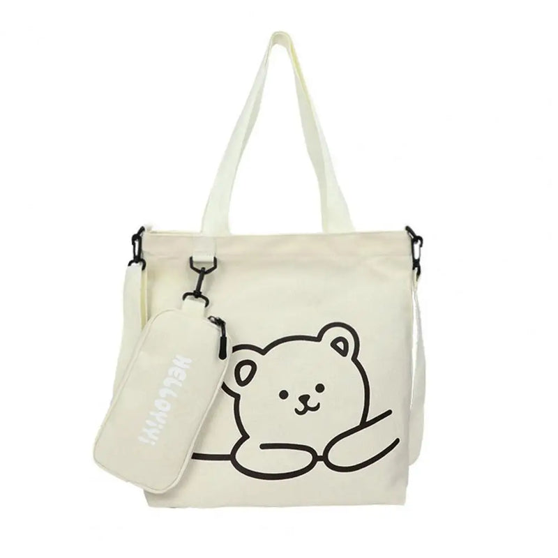Kids Bear Pattern Crossbody Bag Canvas Tote Bag