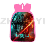 Battlefield 2042 Backpack 12/16 Inch Kids Bookbag Cartoon Canvas Anime