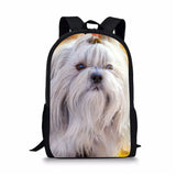 3D Wolf Dog Pattern School Backpack for Kids Boys Girls