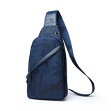 Men's Sports Chest Pack Bag USB Canvas Handbag Fashion Outdoor Shoulder Backpack