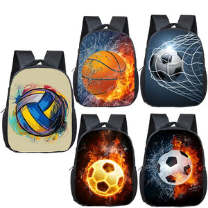 Kids Basketball/Football Print Backpack, 12 Inch Mini Toddler School Bag