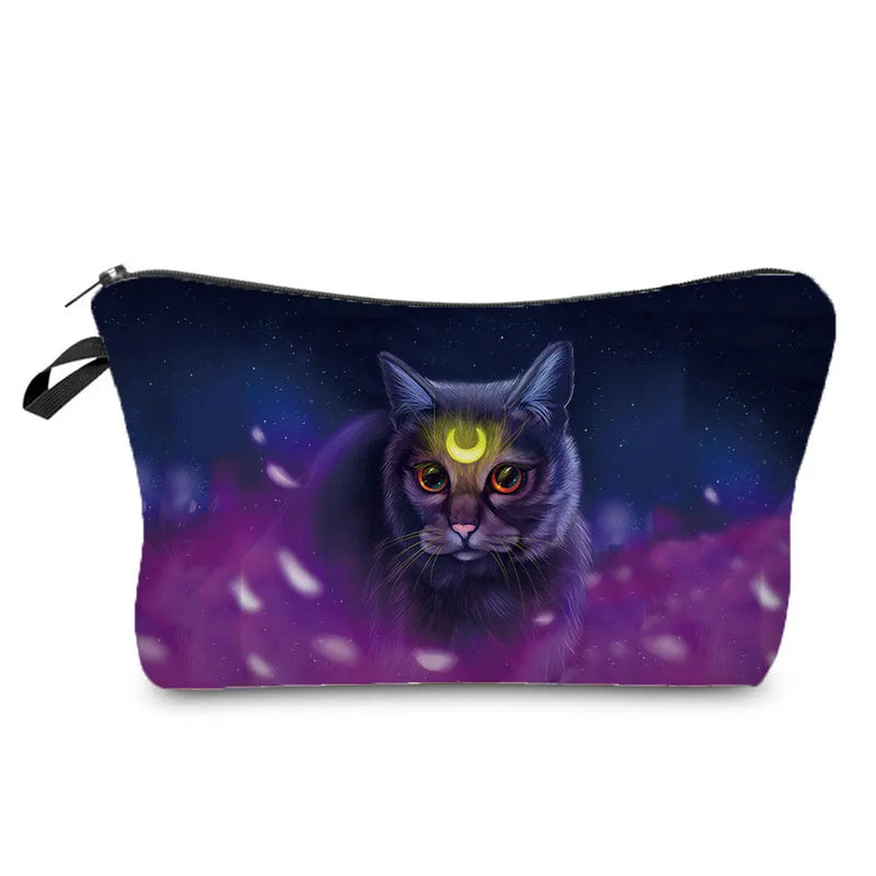 Cat Cosmetic Bags And Case Makeup Hand Tote Necessaire Biscuits Organizer