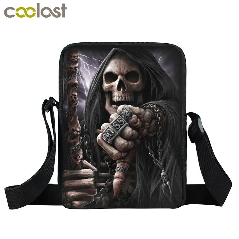 Death Skull Angel Messenger Bag Crossbody Schoolbag Small Shoulder Bag