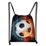Soccer Print Drawstring Bag Men Casual Backpack