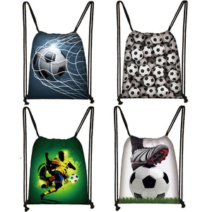Soccer Print Drawstring Bag Men Casual Backpack
