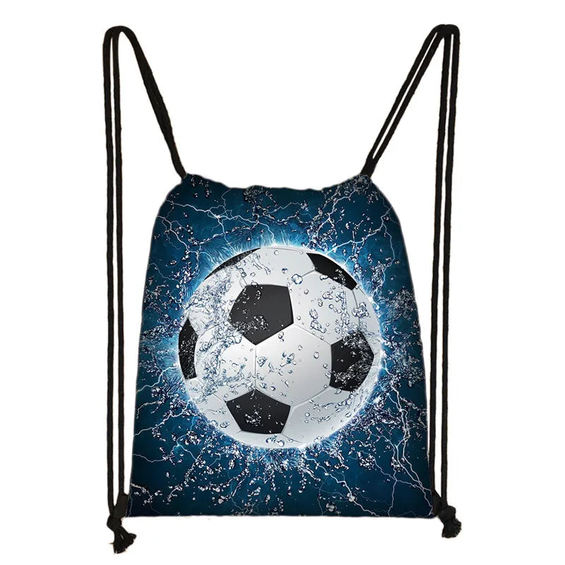 Soccer Print Drawstring Bag Men Casual Backpack