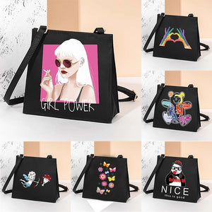 Girl Pattern Square Bag Women Messenger Tote Casual Lady Shoulder Bag