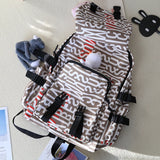 Waterproof Graffiti Women Backpack Large Capacity Nylon Schoolbag for Teenage