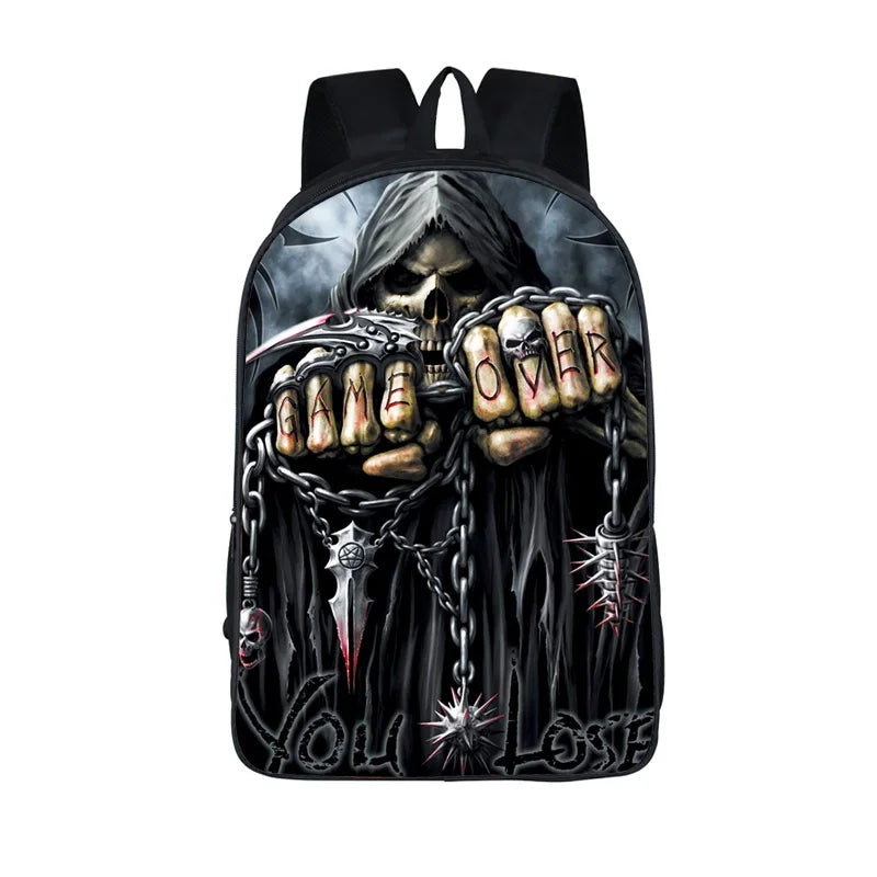 Grim Reaper Backpack Azrael Skull Daypack School Bags