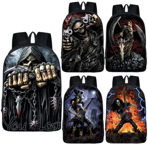 Grim Reaper Backpack Azrael Skull Daypack School Bags