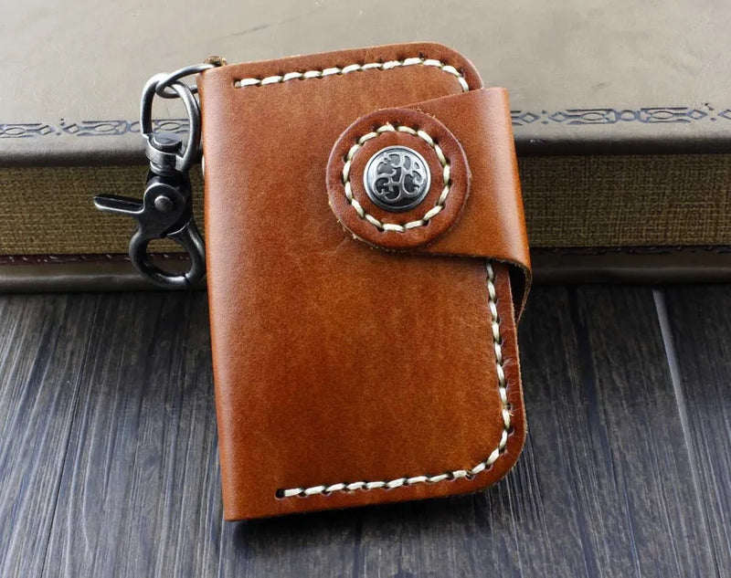 Mens Biker Rocker Leather Key Holder Case