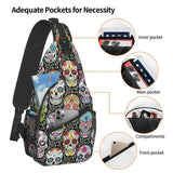 Mexican Skull Pattern Sling Crossbody Backpack Men