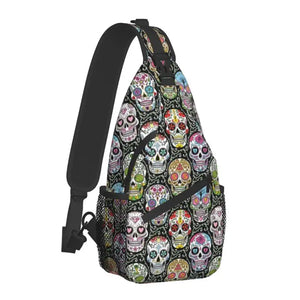Mexican Skull Pattern Sling Crossbody Backpack Men