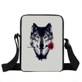 Moon and Howling Wolf Print Shoulder Bag